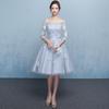 Evening dress   new one-word shoulder certificate dress bridesmaid dress women's thin banquet bridesmaid group sisters dress