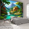 Polyester Wall Tapestry with Digital Waterfall Print In the Fairy Tale Forest, Suitable for Use In Living Rooms, Bedrooms, Bars and Parties.