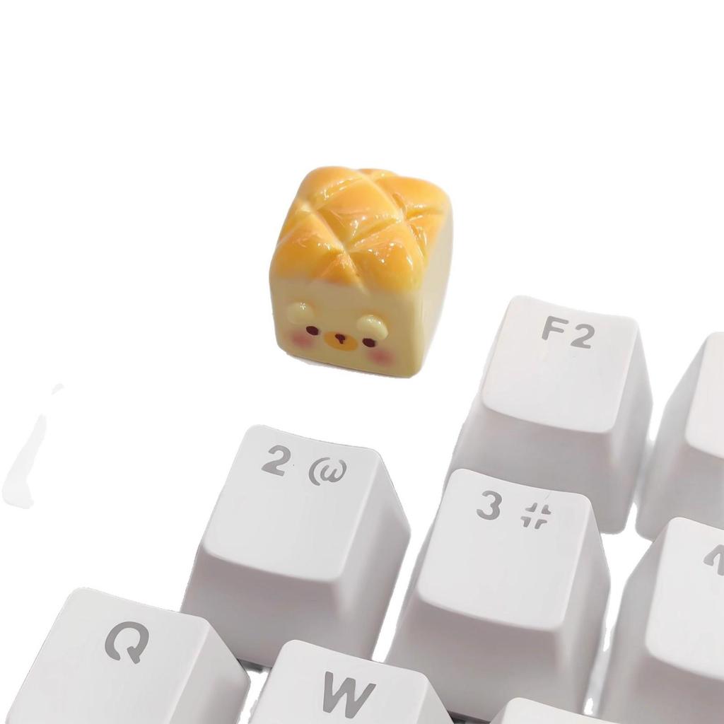 Three-Dimensional Bear Bread Keycaps: Cute Embossed Stickers for Keyboard