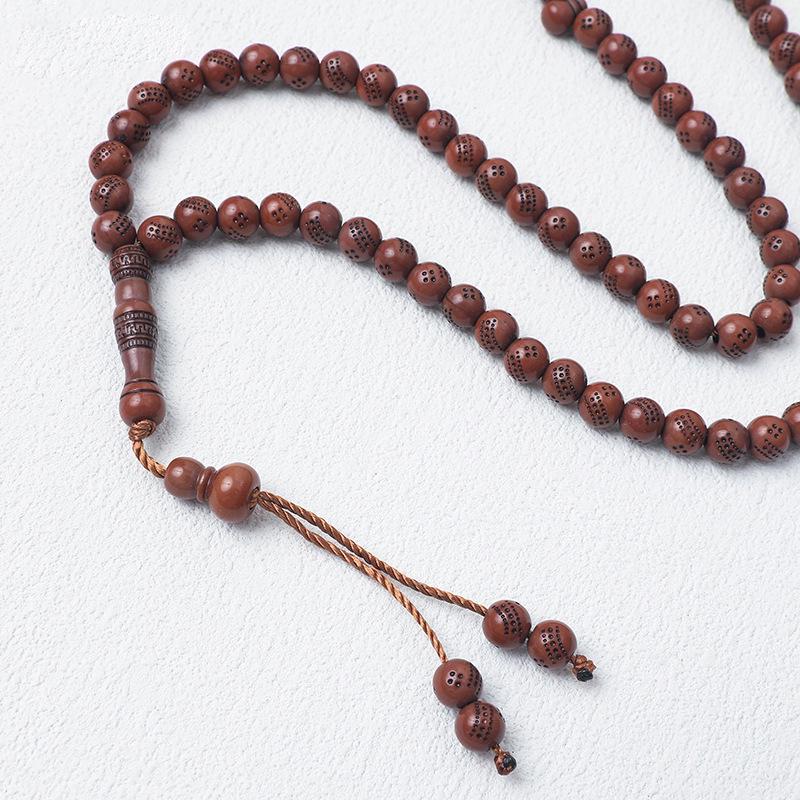 Handmade 8mm 99-Bead Imitation Wood Tasbih - Islamic Prayer Rosary