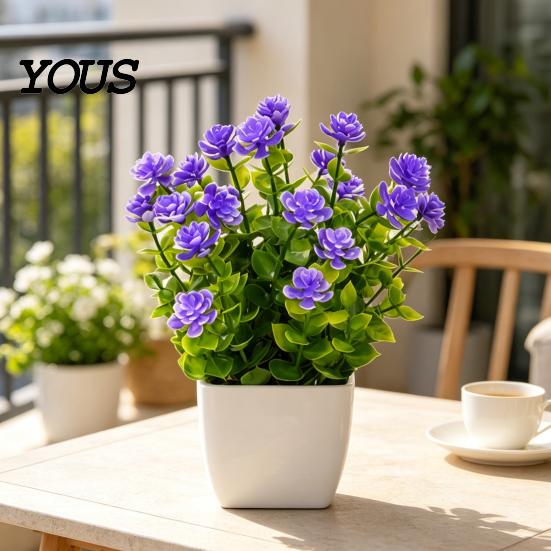 Pflegeleichte Mini-Pflanze, Simulierte Topfpflanzen, Eukalyptus- und Kamelienknospen-Pflanze, Wartungsfreie Kleine Dekor-Kunstpflanzen für Schreibtisch, Fensterbank