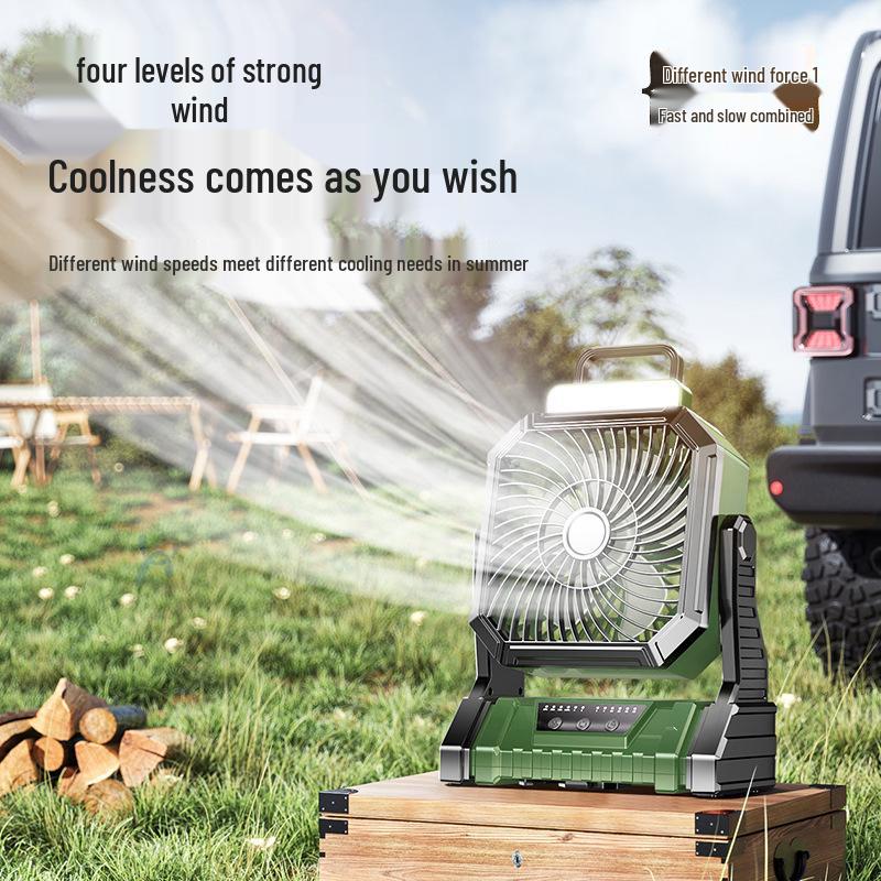 Portable Rechargeable USB Fan with Light for Camping, Outdoor Activities, and Fishing