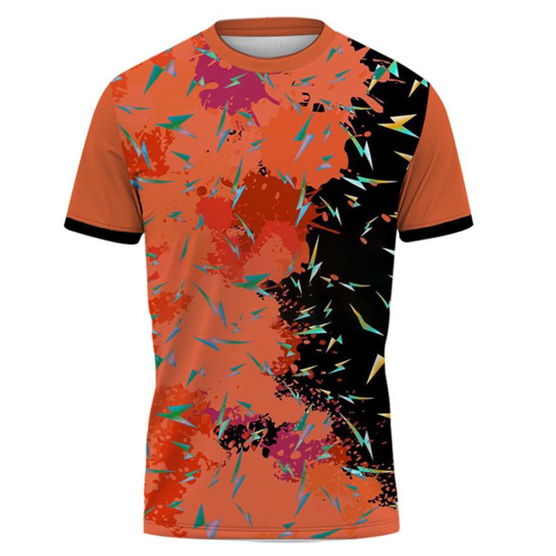 Lightning Tshirt for Men Badminton Tennis Series Quick Drying 3D Print Sweatshirt Sportswear Comfortable O-Neck Short Sleeve Tee