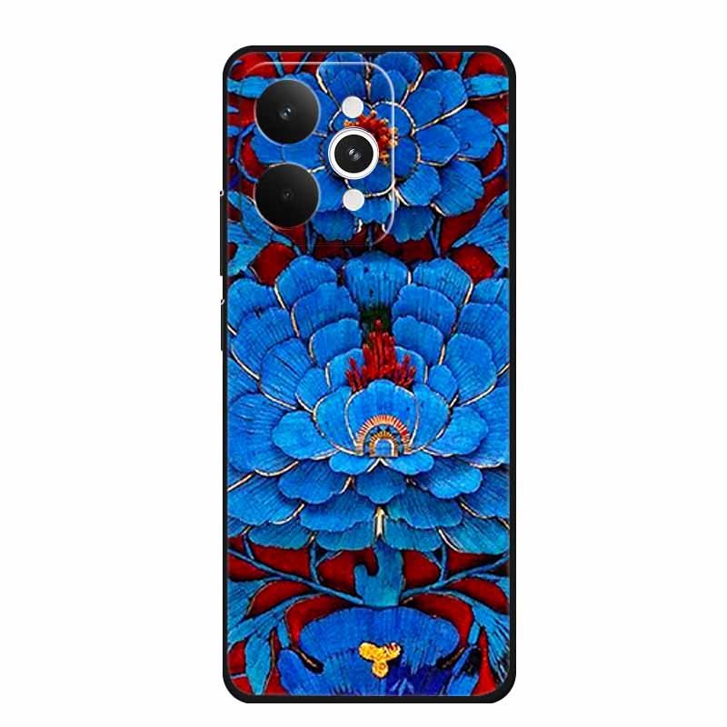 For Realme 15 15 Pro 5G Black Case 3D TPU Silicone Soft Back Cover For Realme C15 6.5" Funda Emboss Relief Flowers Bag Casing
