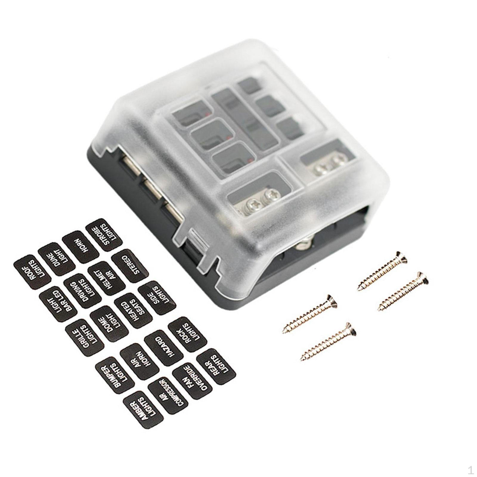 

6 Circuit Fuse Block Box Accessories with Protection Cover Blade Holder for Yacht, RV, Ships