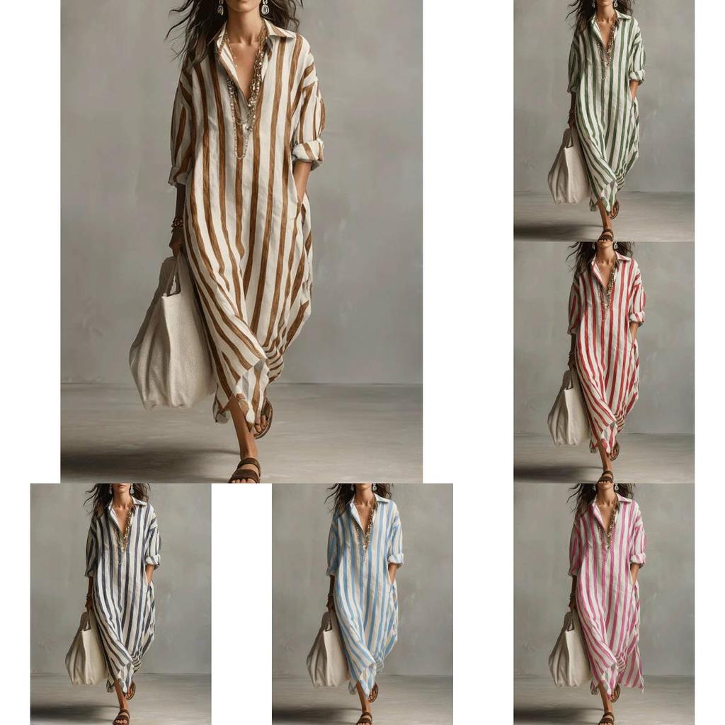 Stripe Shirt Dress With Pockets For Casual Summer Wear