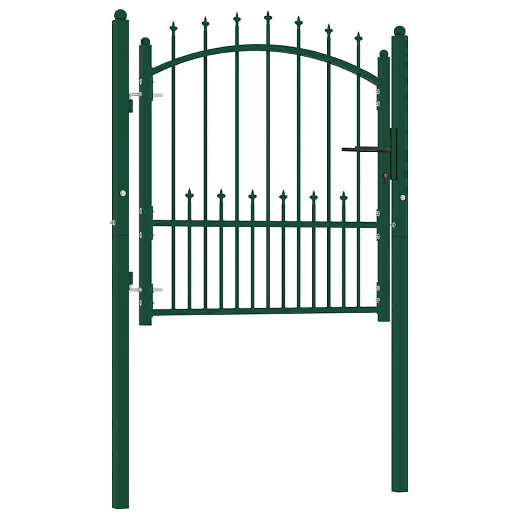Vidaxl Garden Gate With Spikes, Steel, 100X100 Cm, Green