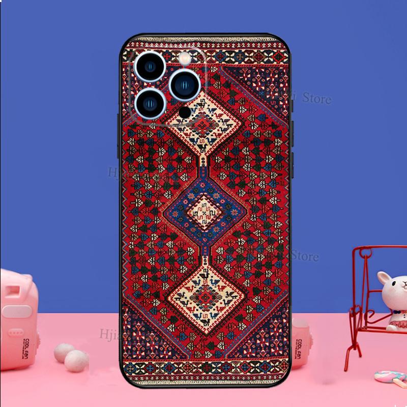 

Persian Carpet Floral Pattern Phone Case For iPhone 16 15 12 13 Mini 11 14 Pro XS Max Plus X XR Silicone Cover iPhone 16