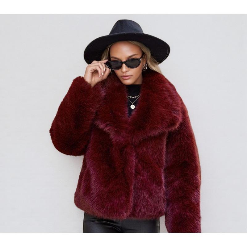 Wind Autumn and Winter Navy Collar Imitation Fur Jacket Women's Padded Plush Imitation Fox Fur Coat Loose Cotton Coat