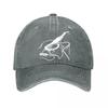 Acoustic Guitar Sketch Vintage Washed Baseball Cap Adjustable Outdoor Casual Sun Hat