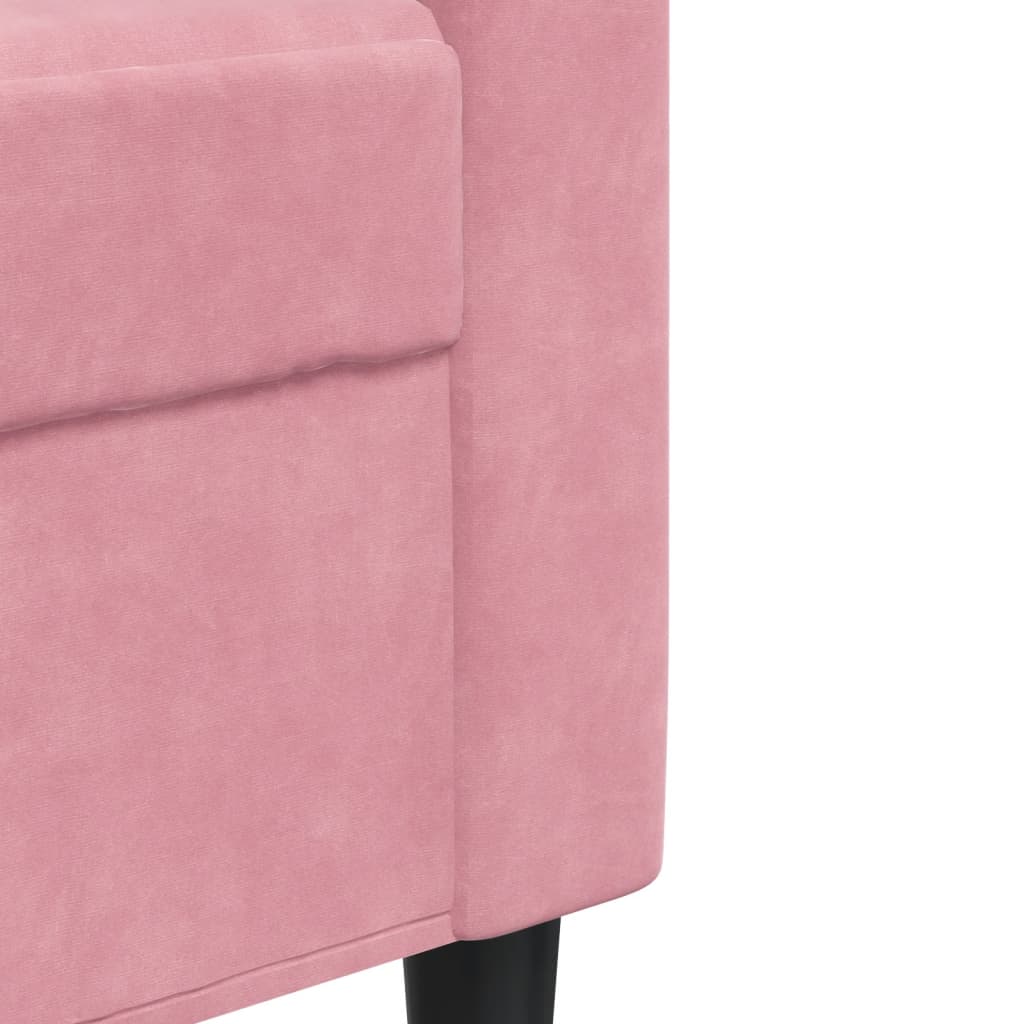 3 Piece Sofa Set with Cushions Pink Velvet