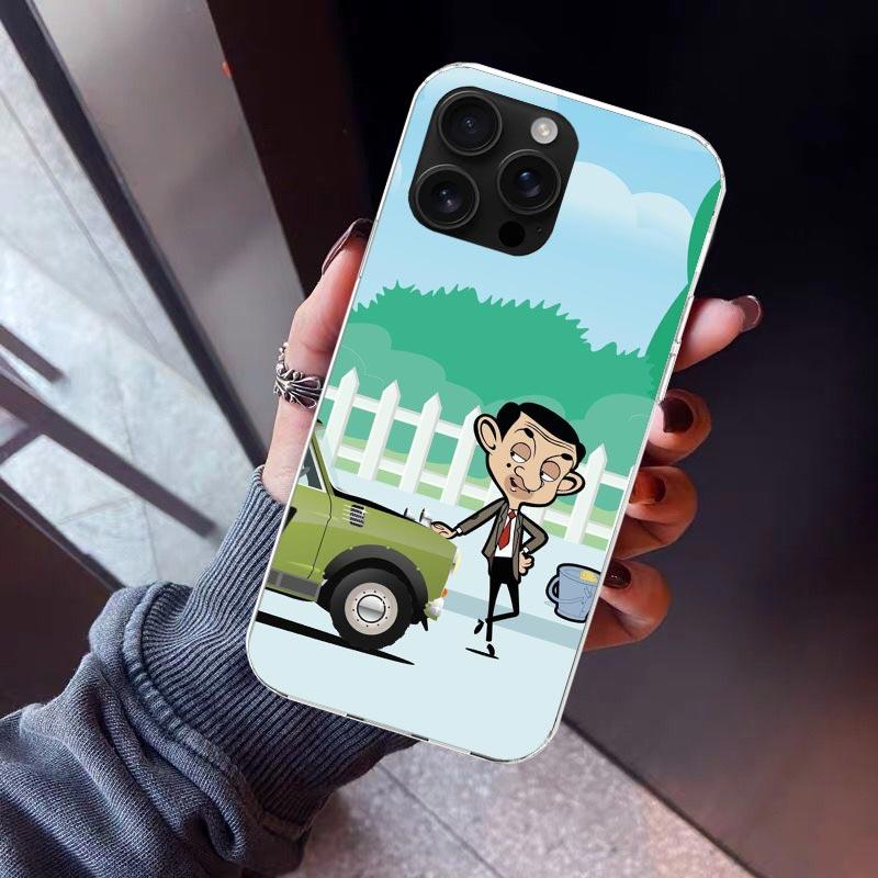 Kreslený kryt na telefon Mr. Bean pro iPhone 17 Air 16 15 Pro Max 14 Plus 13 Mini 12 11 Kryt 7 8 SE Silikonový obal Potisk Fundas 17 Air
