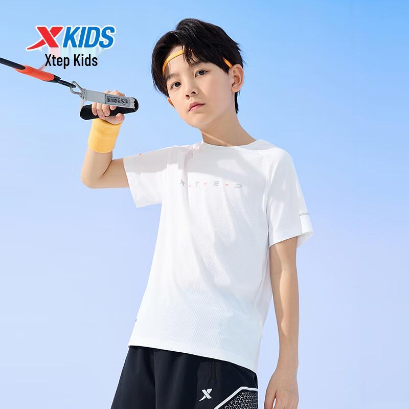 XTEP Boy s Cool-Touch Quick-Dry Short-Sleeve Knit Shirt 120
