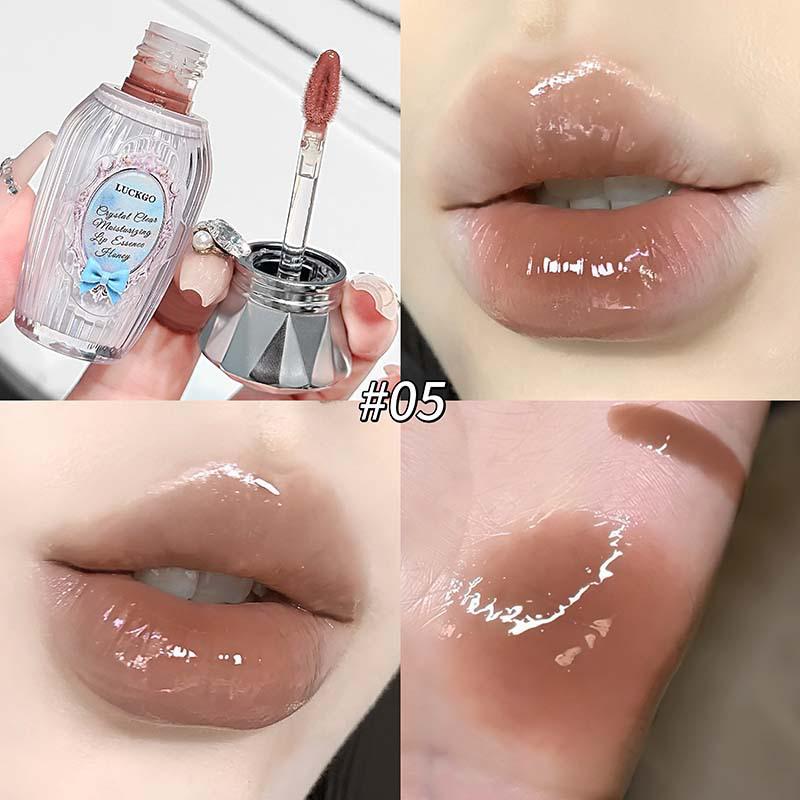 LUCKGO Crystal Moisture Lip Essence: Honey Mirror Plumping Lipstick Gloss