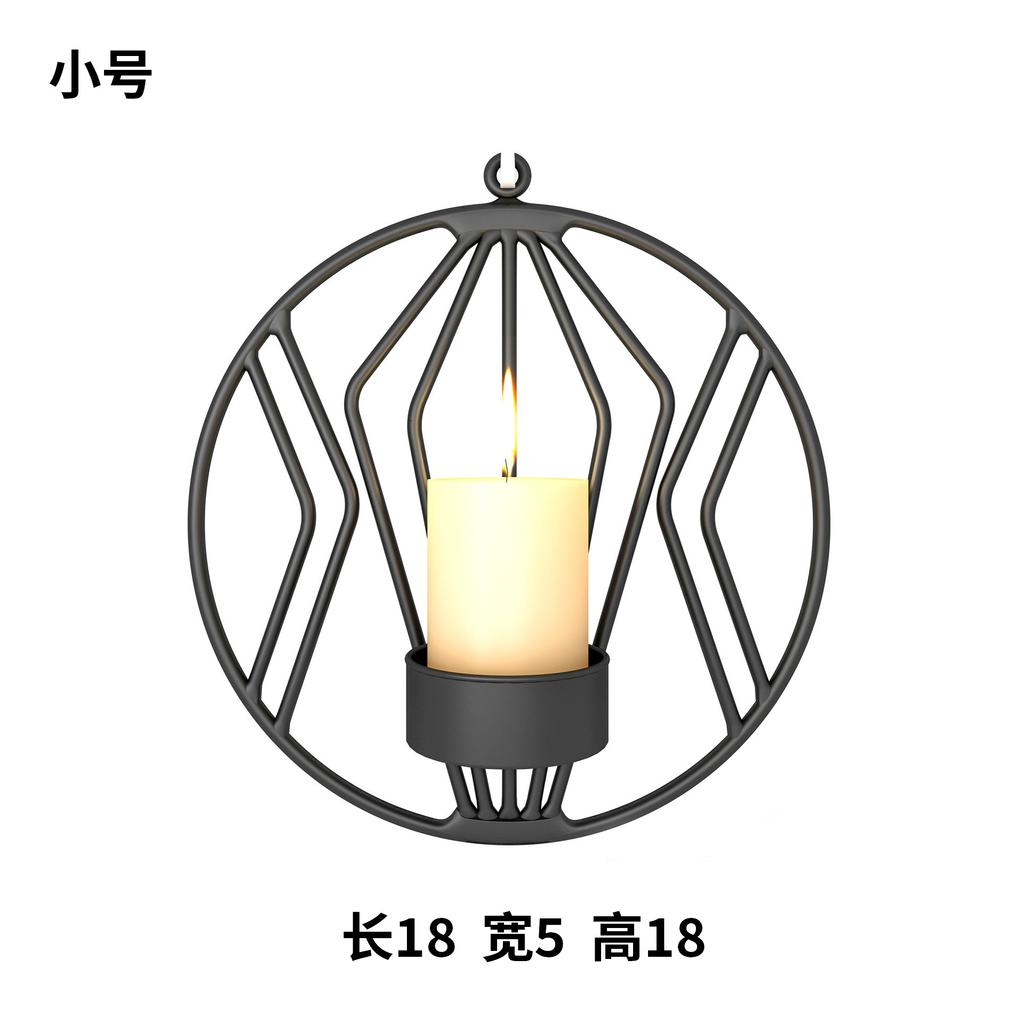 Modern Round Metal Wall Hung Candle Holder Living Room Party Decoration Geometric Wall Hung Candle Holder Crafts Home Decoration