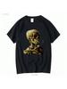 VAN GOGH T Shirt Skull Of A Skeleton With Burning Cigarette Impressionism Art Vincent Long Or Short Sleeves Vintage Washed