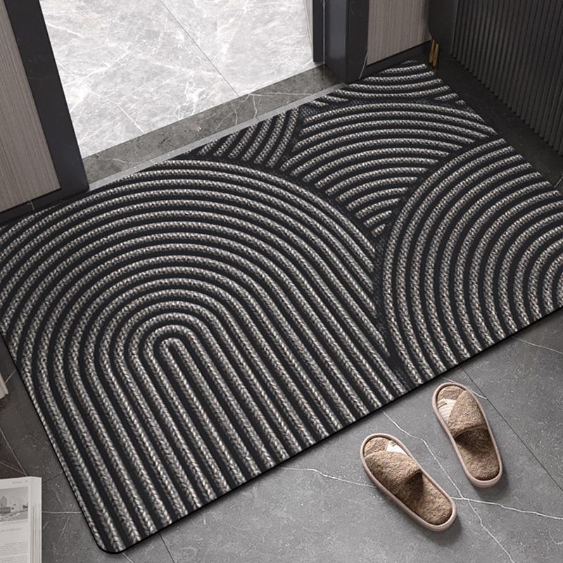 Modern Simple Bathroom Mat Water Absorbent Non-Slip Entrance Carpet Household Striped Living Room Entrance Diatomaceous Earth Durable Foot Mat