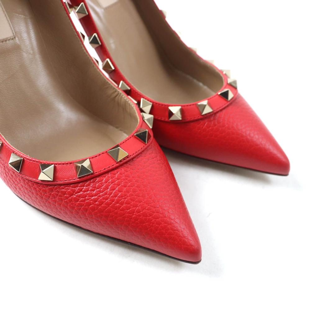 Great Valentino Garavani pumps Rock stud pointed toe Red leather Women 36 Used