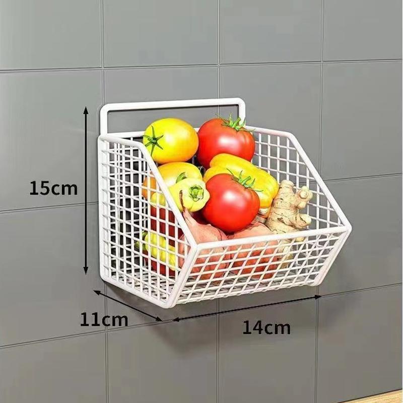 Wall Mounted Kitchen Storage Basket Durable Wire Storage Rack for Vegetables and Fruits Suitable for Home Organization