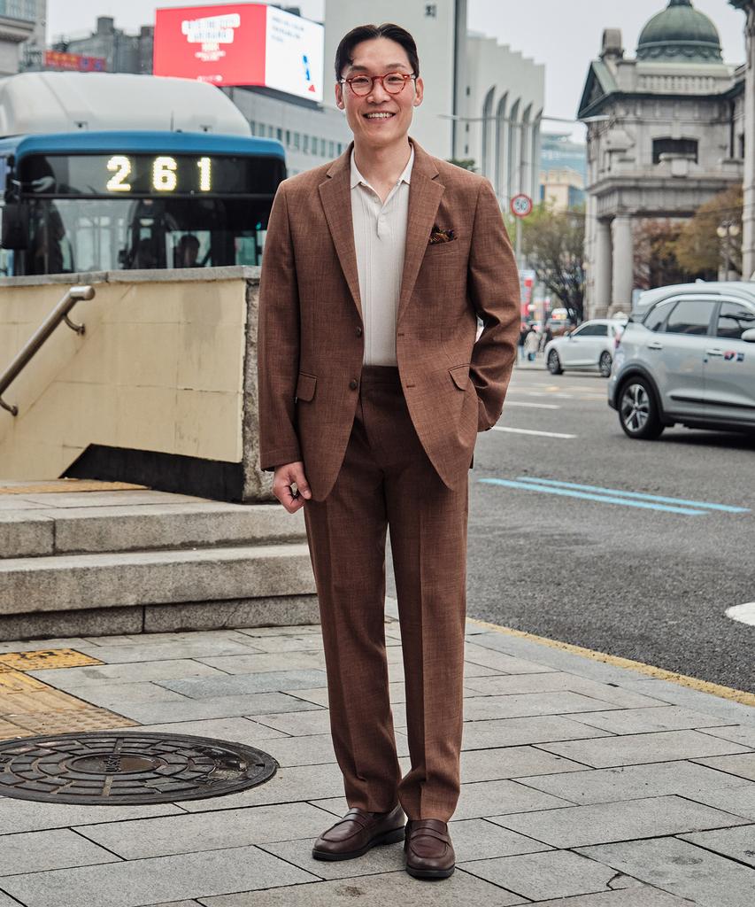 Stco [Summer] Two-Tone Textured Setup Jacket_Brown (Relaxed Fit)_Sejxb05Nsh