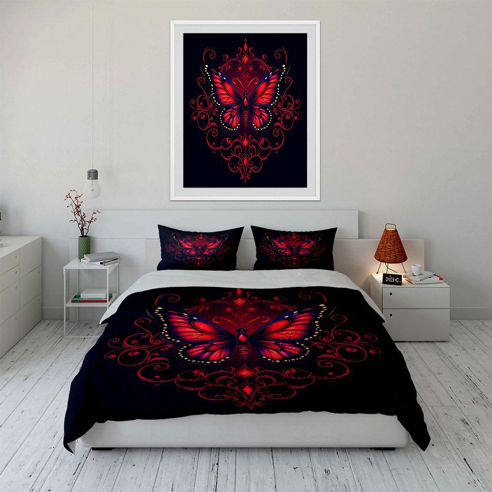 Butterfly Art Decorative Set Soft Comfortable Duvet Cover Bedding Set Included 1*Duvet Cover & 2*Pillowcases, Gift
