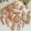 Plastic Champagne Christmas Tree Pendant Set: Creative Hanging Ornaments for Festive Decoration and Atmosphere.