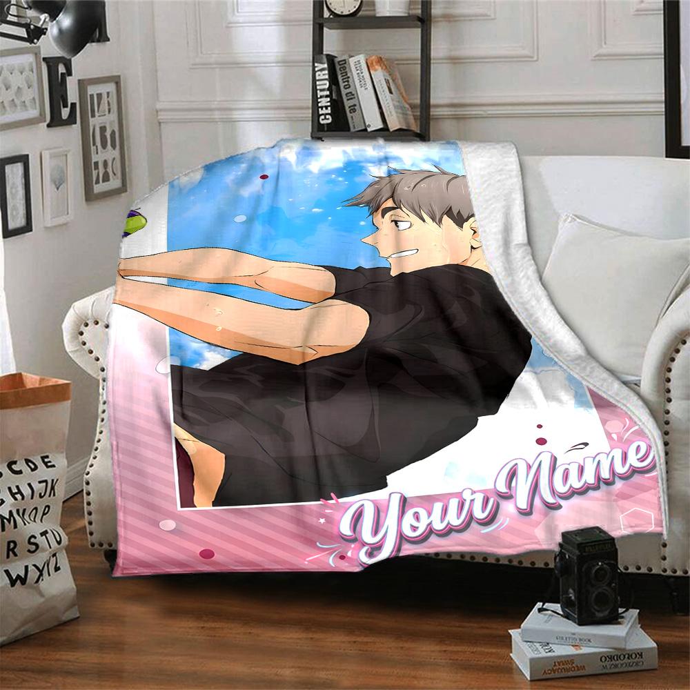 1pc Osamu Miya Blanket with Custom Name, Gift, for Men and Women, Soft Blanket, Good for Sofa Bed Couch Travel, Lightweight Flannel Blanket