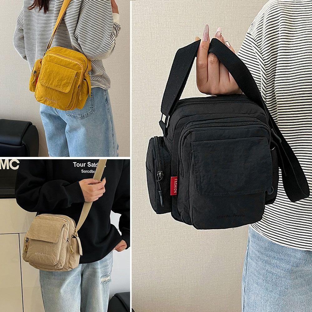 Borsa Messenger Leggera Scomparti Multipli Tracolla Regolabile Zainetto Laterale Borsa per Telefono in Nylon Adatta Sia per Uomini che per Donne