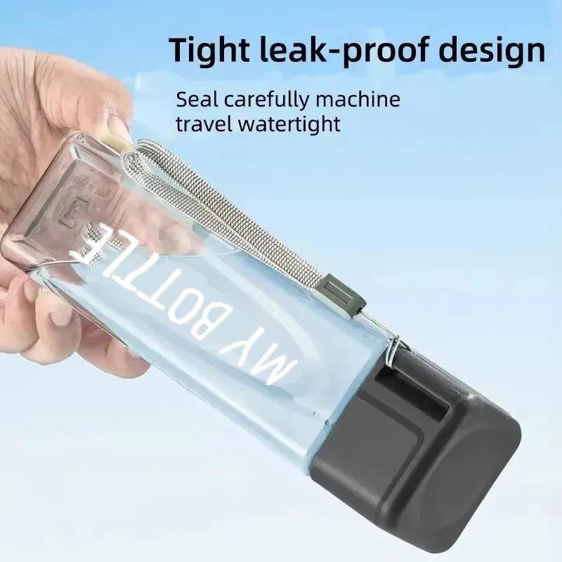 1 stk 500 ml Klar Firkantet Drikkeglass i Matt Plast Bærbar Vannflaske med Melkekabel for Utendørssport Sport Gym