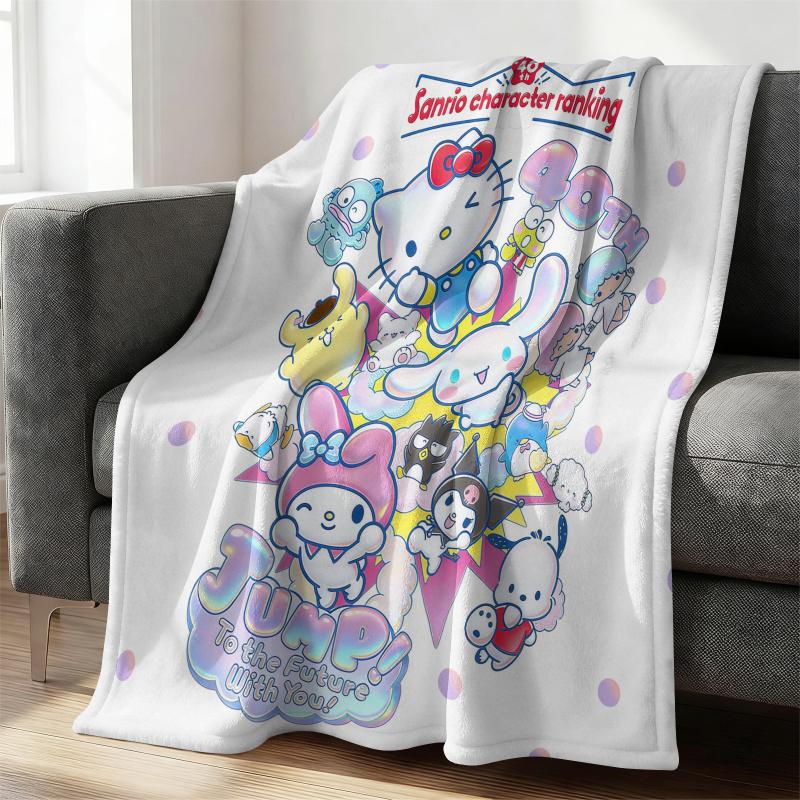 Sanrio 40th Anniversary Flannel Blanket Soft Warm Plush Throw For Couch Bed Cover Camp Lightweight Summer Nap Blanket Fan Gift