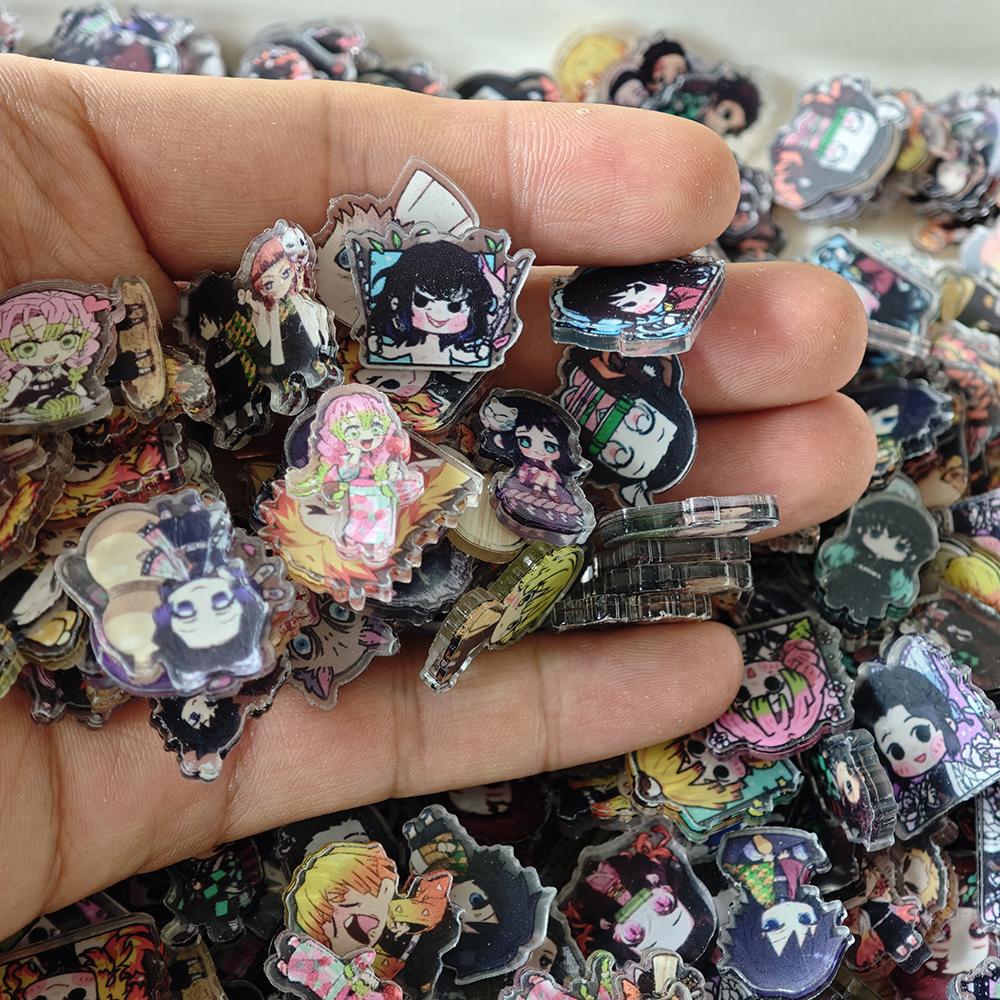 50pcs/set Demon Slayer Anime Resin Accessories Cute Image Laminating Acrylic Cream Glue Phone Case Refrigerator DIY Gift Patch 6