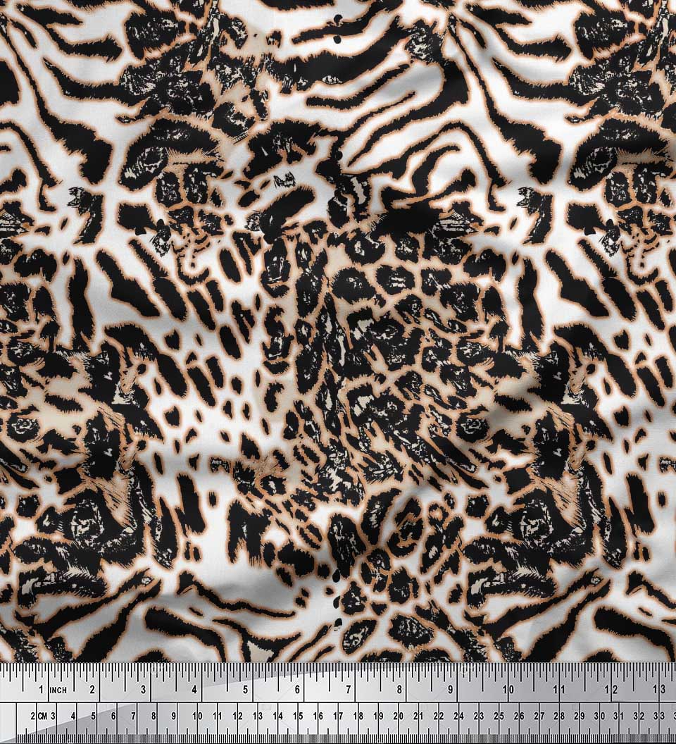 

Японська креп-сатин Soimoi Тканина для рукоділля з леопардовою та тигровою шкірою з принтом на метри 42 дюйми 42 Inch Wide - Poly Crepe білий