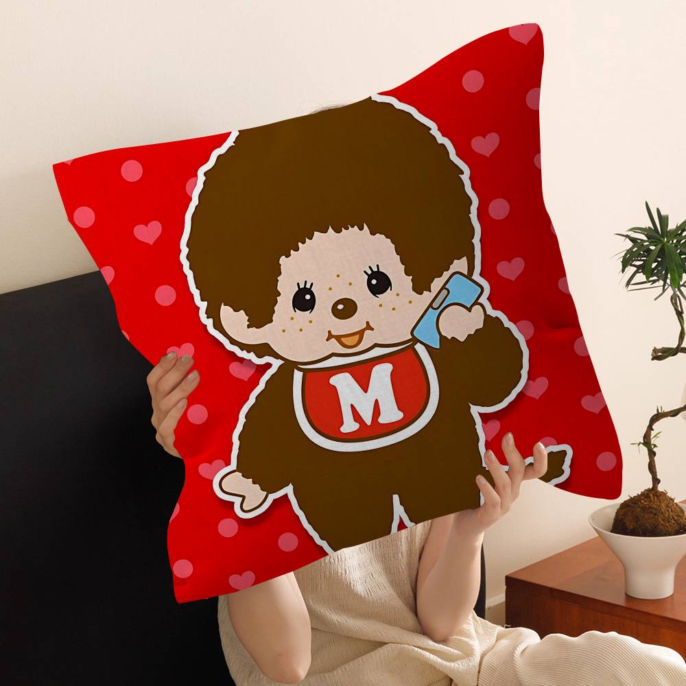 Cartoon M-Monchhichis Personalized Pillow Cover Kids Bedroom Wild Party Decor Pillowcase Kid Birthday Shower Gift