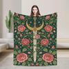 Sword and Rose Blanket Dark Fantasy Throw Flannel Gothic Decor