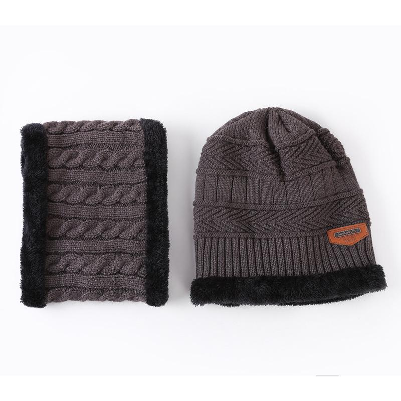 Herbst- und Winter-Strickmützen für Damen und Herren, warme Armstulpen, Fleece-Mützen, trendige Schals, Komplettset für Outdoor-Mützen