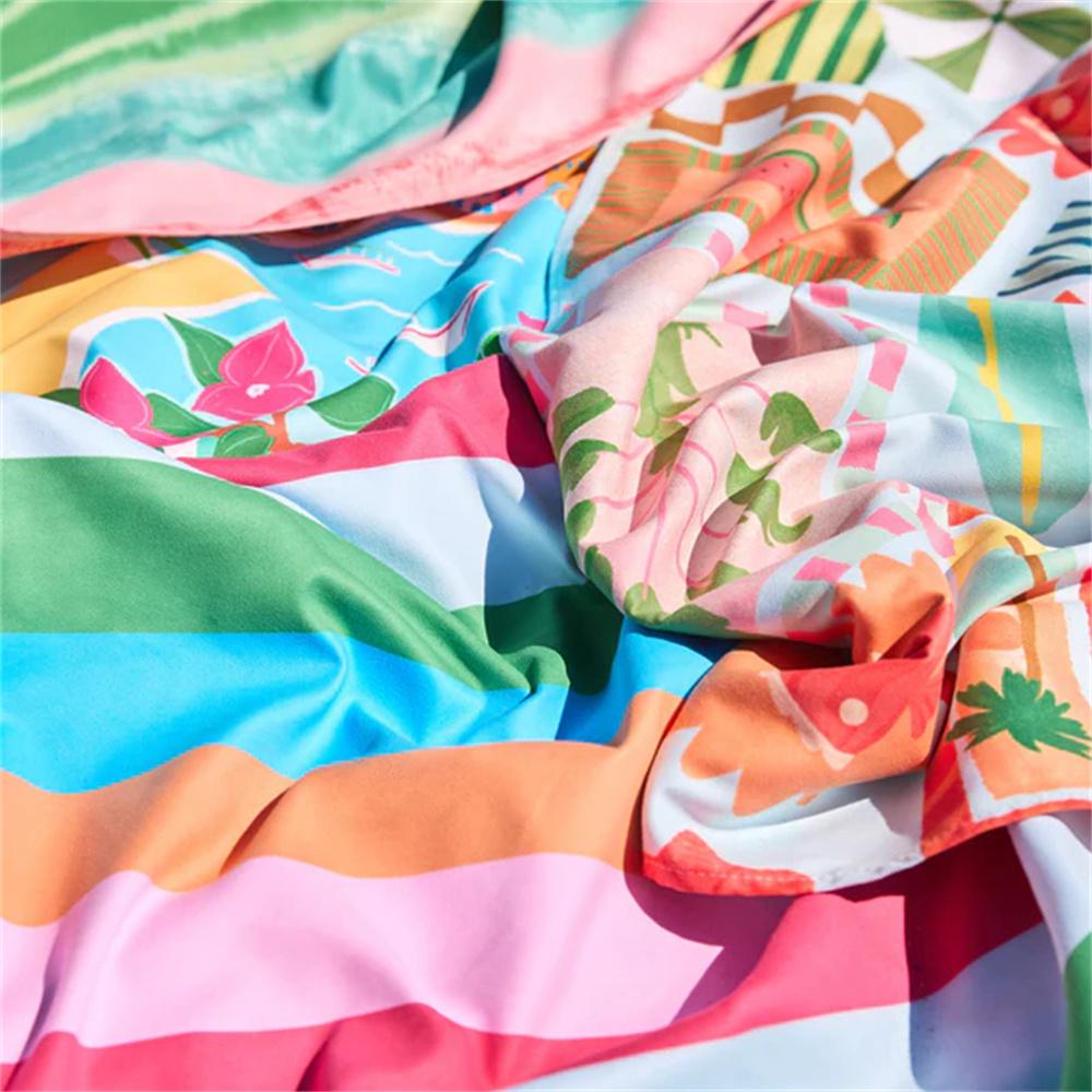 Bequemes Strandtuch, tropische Sommer-Collage-Print Schnelltrocknendes Handtuch für Strand, Pool, Reisen und Urlaubs-Freizeit