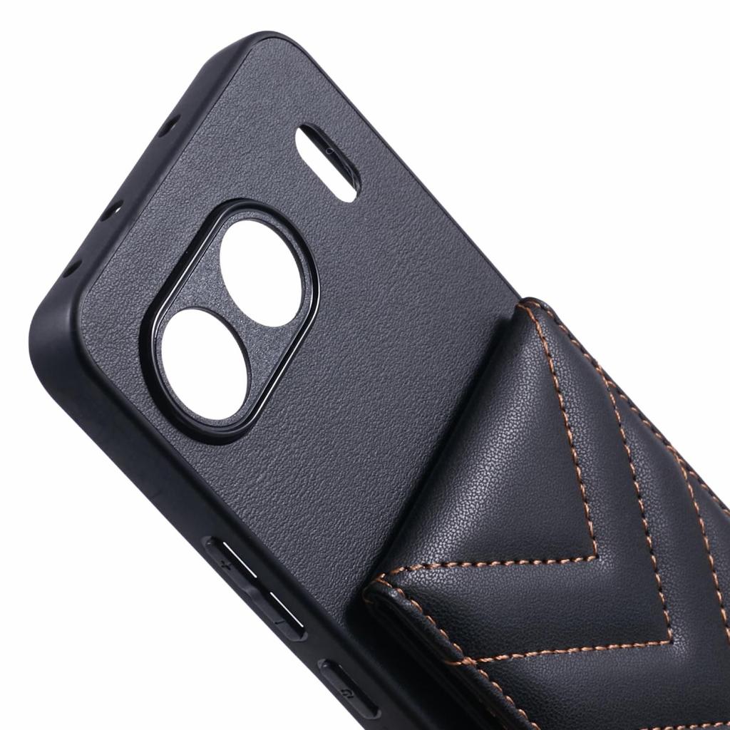 For OnePlus Nord 4 Phone Case Rhombus Adhesive Card Bag with Kickstand RFID Blocking