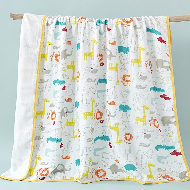 Baby Bath Towel, Four-layer Edging Bamboo Fiber, Blanket, Cotton Gauze, Newborn Quilt, Children's Quilt