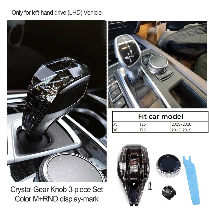 3 Piece Set Crystal Gear Shift Knob Lever Stick Handle for BMW 3 5 6 7 Series X3 X5 X6 F30 G15 F01 G20 G05 G21 G28 G30 G31 G38 T6