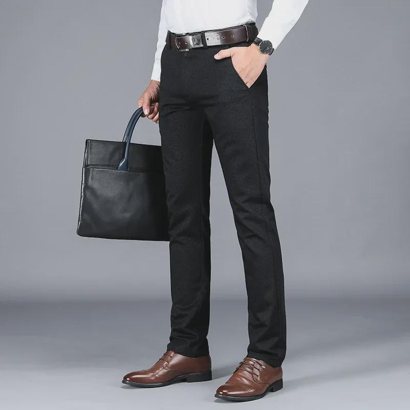 Men's High Waist Casual Straight Drape Pants - Comfortable & Stylish for Mature Wear
