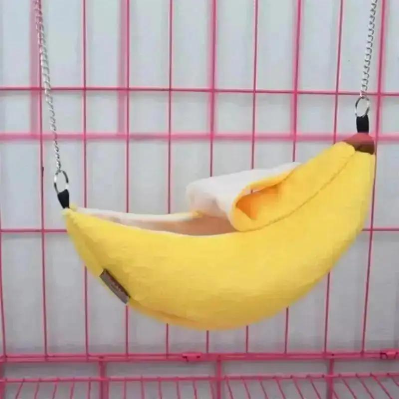 Novel Banana Shape Nest Plush Cotton Hamster Warm House Hammock Mouse Living Room Hanging Tree Bed Guinea Pig Resting Hammock