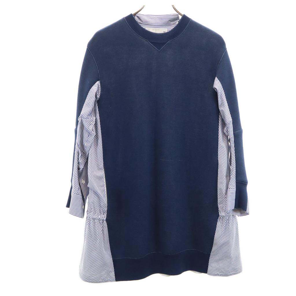 Sacai made in Japan Striped Pattern Long sleeve Shirt switching one piece Women Used