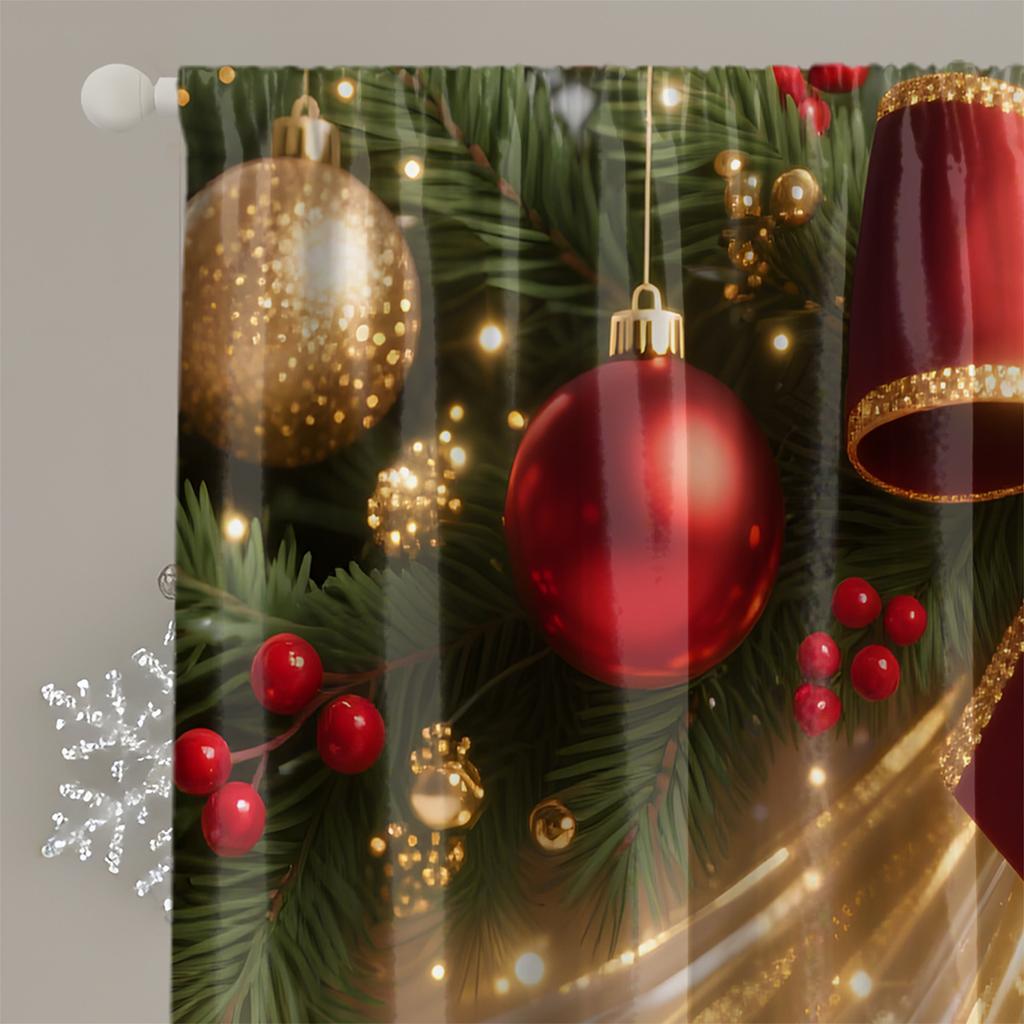Plain Weave Digital Printing Christmas Curtains Blackout European And American Christmas Decorations