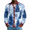 Men's Casual Long Sleeve Shirt with Christmas Print for Spring and Everyday Wear