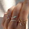 10-Piece Star and Moon, Heart, and Leaf Knuckle Ring Set - Creative Retro Women's Rings