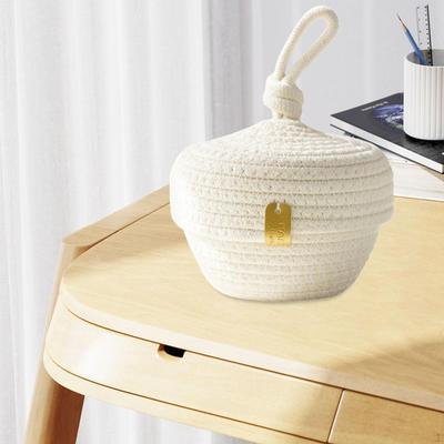 Jewelry Box Woven Storage Basket with Lid Organizer Trinket for Rings