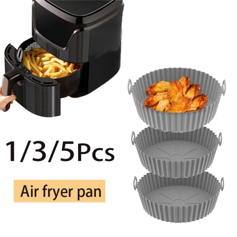 20cm Silicone Air Fryers Oven Baking Tray Pizza Fried Chicken Airfryer Silicone Basket Reusable Airfryer Pan Liner Accessories