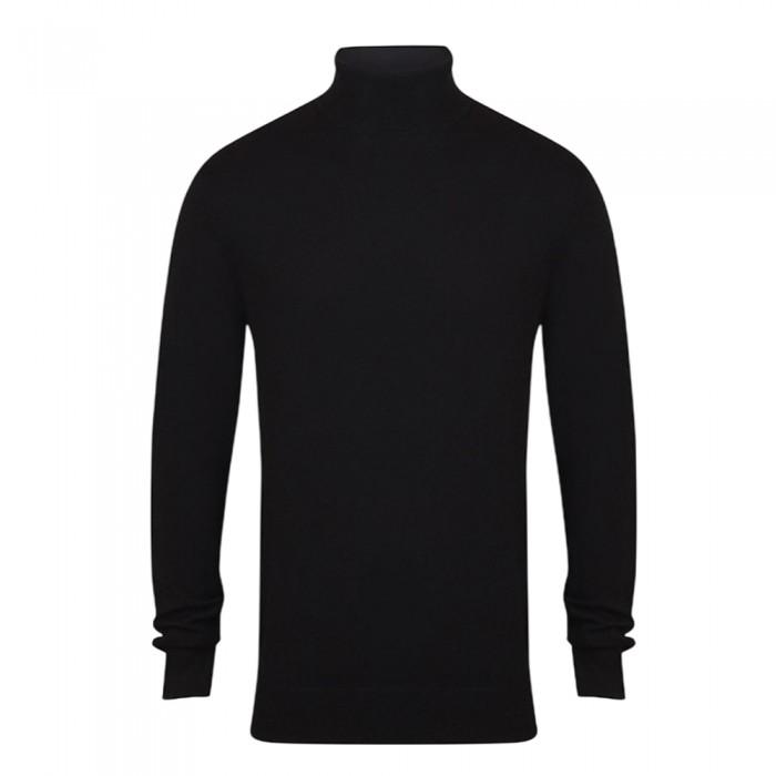 Henbury Mens Plain Roll Neck Jumper