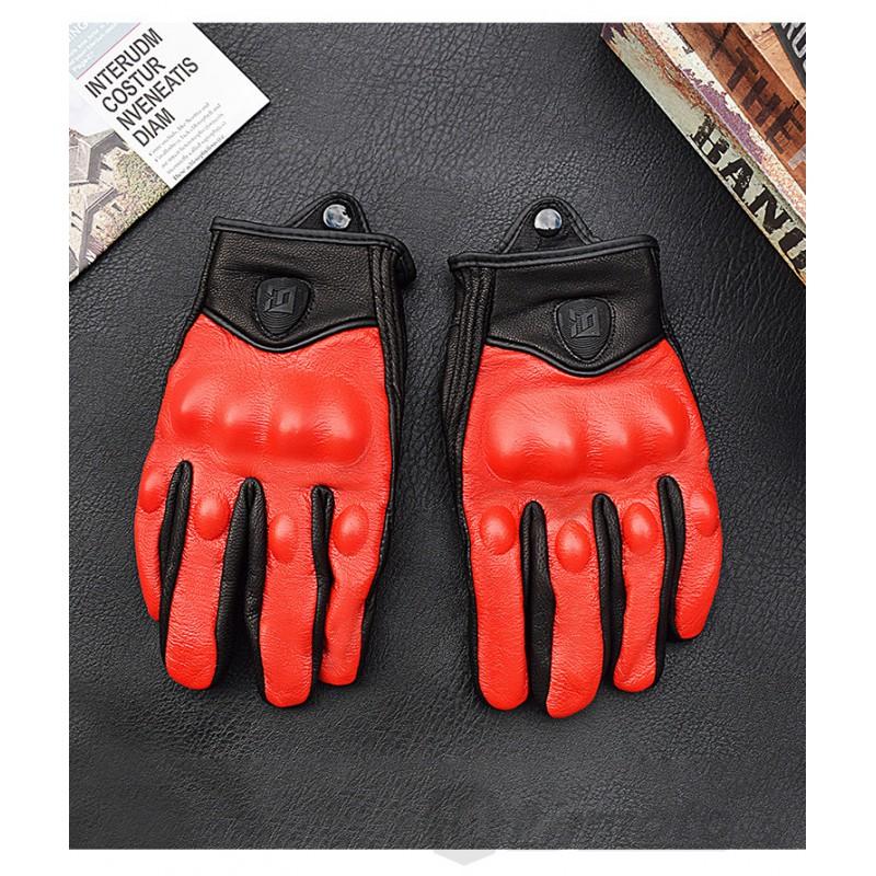 Men Women Leather Motorcycle Gloves Breathable Perforated Riding Touchscreen Compatible Anti-Slip