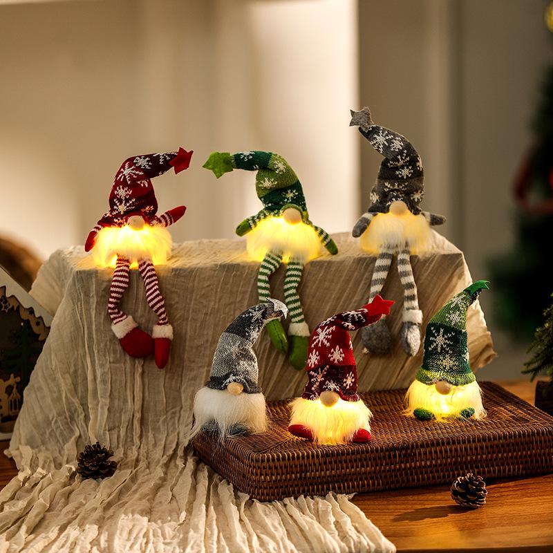 Knitted Christmas Gnome Ornament with Lights